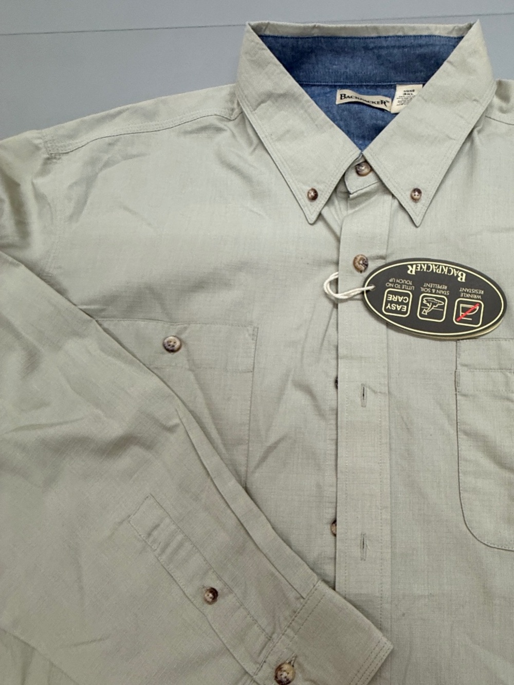 3XL Backpacker rip stop men’s button down
